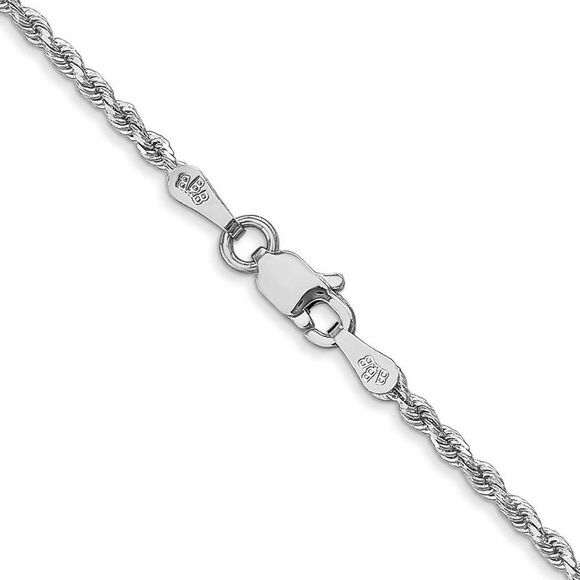 1.75mm 10K White Gold Diamond Cut Solid Rope Chain Necklace, 30 Inch - Picture 4 of 7